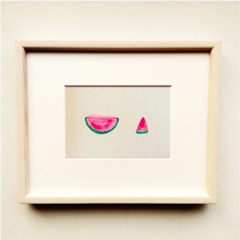 ドローイング作品｜原画「スイカ」※木製額縁入り（インチサイズ）の画像