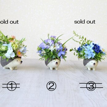 トコトコハリネズミのflowerアレンジ（ブルー系・残り1個！！）