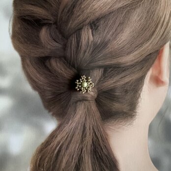 再販＊ミルクティー色の小花ヘアゴムの画像