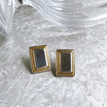 P673-【Stella & Dot】 ヴィンテージピアス U.S.A. Silver Tone Rectangularの画像