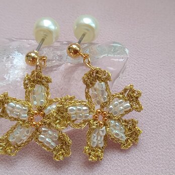 Pearl Earrings and Gold Necklace Set　～パールと金の糸　ピアスとネックレスのセット～の画像