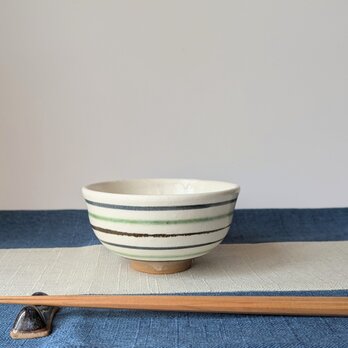 3色ラインの飯茶碗　【手仕事　民藝　和　陶器　窯元】の画像