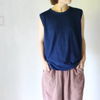 kito - organic tanktop / 群青色/ 藍染めの画像