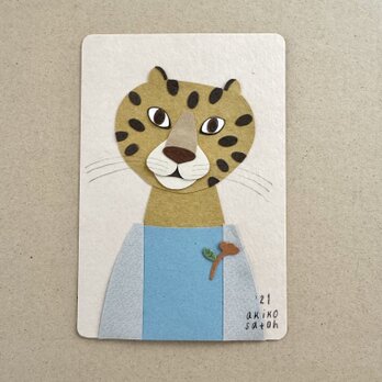 庭仕事が好きなチーター – 切り紙原画作品の画像