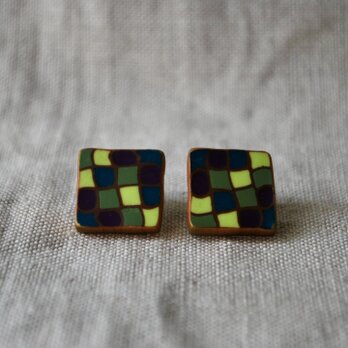 四角モザイクピアス　blue greenの画像