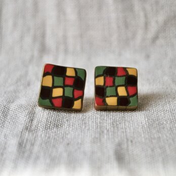 四角モザイクピアス　pink green yellowの画像