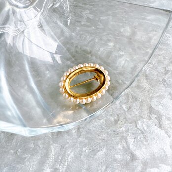 SCN4-【Napier】ネイピア・ヴィンテージブローチ Gold Tone Faux Pearl Oval Broochの画像