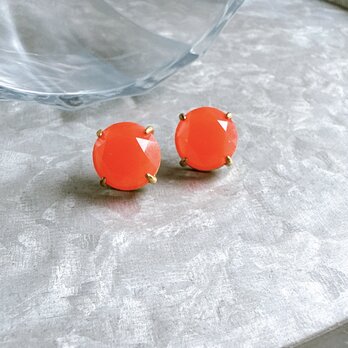 P675-【Stella & Dot】 ヴィンテージピアス   Salmon pink acrylic cutの画像
