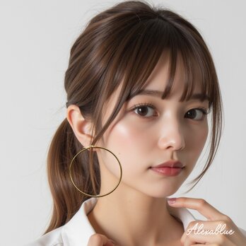 クラシック・ラージフープピアス BIG フープ ピアス 大きめフープピアス ステンレススチール 大ぶりピアスの画像