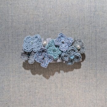 【特別限定価格】✳Rainy Blue － 雨上がりに咲く水色の紫陽花バレッタ✳の画像