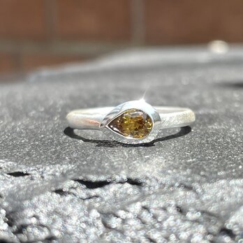 マリ　ガーネット　 輝くコニャックゴールドのしずく　0.45ct　シルバーSV925リングの画像