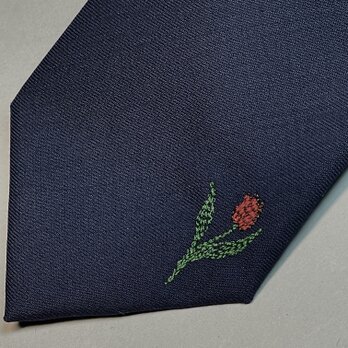 【受注製作】ネイビー　花　父の日　ネクタイ　プレゼント　ギフト【別途】名入れ　メッセージ　イニシャル　刺繍　の画像
