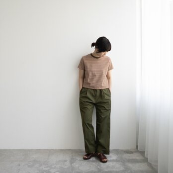 FRECKLE/マルチボーダー summer tee/orange×olive/size1の画像