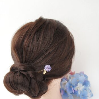 小さな小さな日本の夏 〔 玉かんざし / 紫陽花 しっとり紫 〕 髪飾り 浴衣 着物 夏 つまみ細工 プレゼント 人気の画像