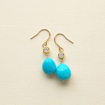 ターコイズ×CZピアス(14kgf)のコピーの画像
