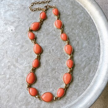 NN13-【Napier】ネイピア・ヴィンテージネックレス Gold Tone Coral Pink Cabochonの画像