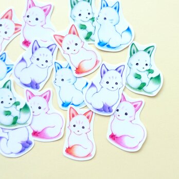 白狐ちゃんのフレークシール 15枚入の画像