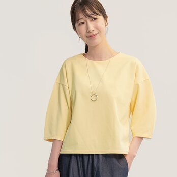 接触冷感 紫外線防止 楽なのにきちんと見える 大人の上質Tシャツブラウス 5色 七分袖 ●CORALIE●の画像