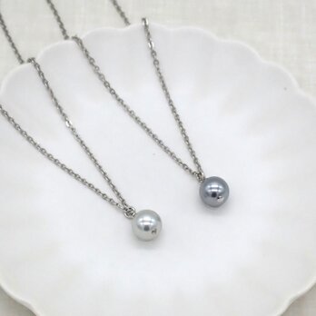 《２色から選べる》グレーパールの一粒パールネックレス