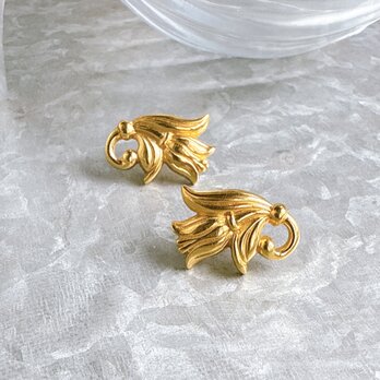 PA344-【 AVON 】エイボン・ヴィンテージピアス 1990s Gold Tone Tulipの画像
