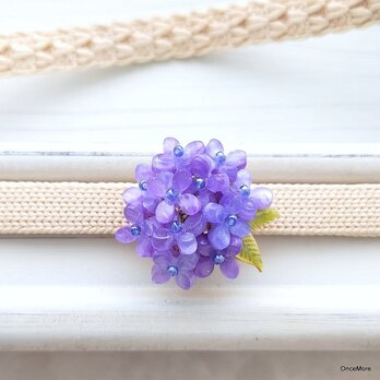 紫陽花の帯留め（パープル）Ａの画像