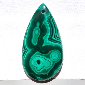 【穴あき】マラカイト[140] 14702x22mm 50Cts　ルース ／天然石 ／ カボションの画像