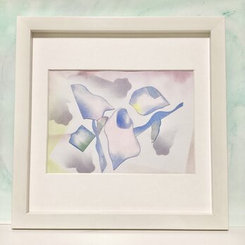 パステル画　青い薔薇の画像