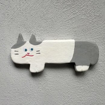 ネコちゃん マグネット _ グレー ハチワレの画像