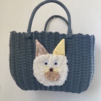 カゴバッグ　猫の画像