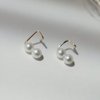 キャッチレス 極小 twin pearl ピアス -14kgf-の画像