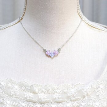 【受注製作】クレイアート　紫陽花のネックレス〈ブランコは揺れる〉の画像