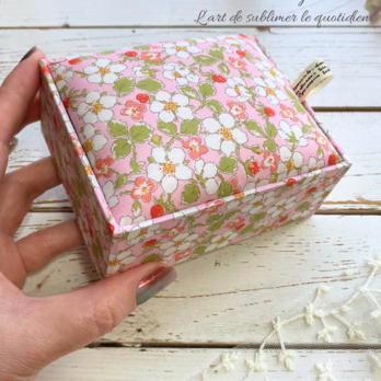 Pom doux petite ＊ リバティ ペイザンヌの小さな布箱（ピンク）