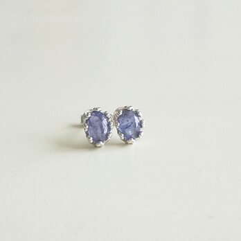 タンザナイト一粒ピアス(SV925/RH)の画像