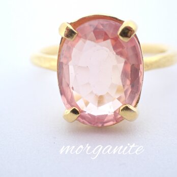 新作 『Morganite』世界でひとつ天然石リングsv925+k18の画像