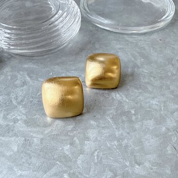 P676-ヴィンテージピアス U.S.A. 1970〜80s Golden Color Squareの画像