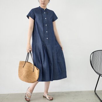 ピンタックワンピース半袖 ❤︎ 薄手デニム    No.344の画像
