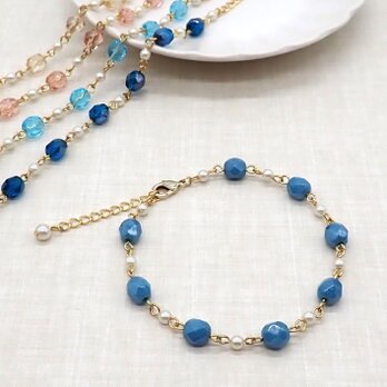 《５色から選べる》チェコビーズとパールのブレスレット