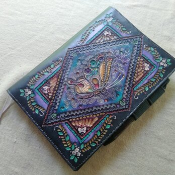 ほぼ日手帳カズン対応　Ａ５サイズ手帳カバー　レザー　刻印＆拭き染めの画像