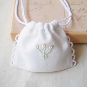 アンティークビーズ刺繍の小さな巾着の画像