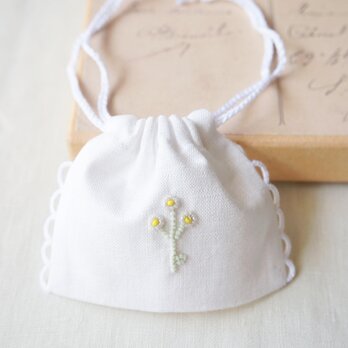 アンティークビーズ刺繍の小さな巾着の画像