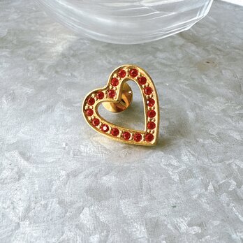 SCA48-【 AVON 】エイボン・ヴィンテージブローチピン 92 " Sparkling Heart Pin " Redの画像