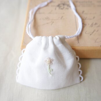 アンティークビーズ刺繍の小さな巾着の画像