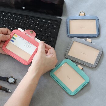 IDケース単品 LF-102 シビラ×ヌメ革ツートン レザー 認証ケース 社員証ケース パスケース ICケースの画像