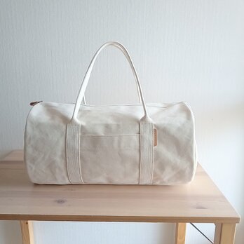 新作！☆しっかり帆布☆のボストンショルダーバッグ　《きなりＬ》の画像