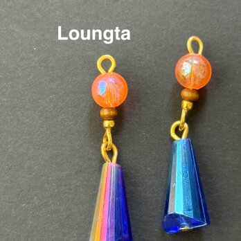 オレンジとブルーのアクリルビーズピアス 超軽いピアス 夏色 夏ピアス 樹脂ピアスの画像