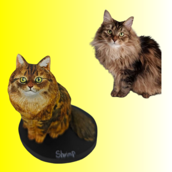 【受注作製】ペットギフト うちの子 写真入り 猫人形 フィギュア、名入れ 愛猫 肖像画 似顔絵❤ペットロス、誕生日、記念日の画像
