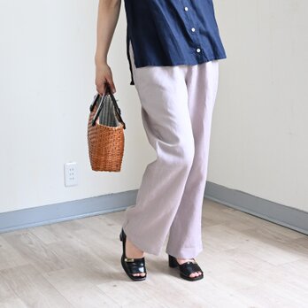 【新色】ベーシックストレート リネンパンツ：くすみピンクの画像