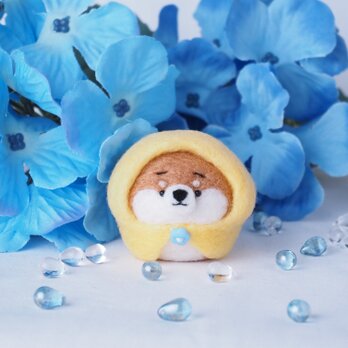 【受注製作】レインコートを着たまゆ柴犬(赤柴・黒柴・白柴)  羊毛フェルト