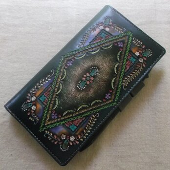 ほぼ日手帳weeks対応　レザー手帳カバー　　刻印＆拭き染めの画像