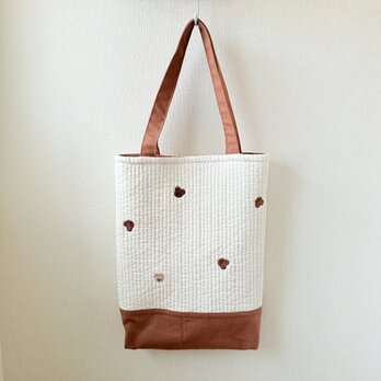 ヌビと帆布のトートバッグ（デコレクションズ・クマ刺繍）